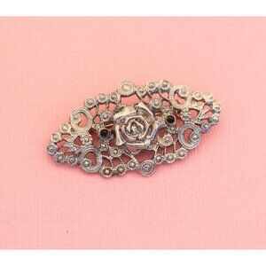 Vintage Rosebud Brooch | Silver Tone Flower Brooch | H24
